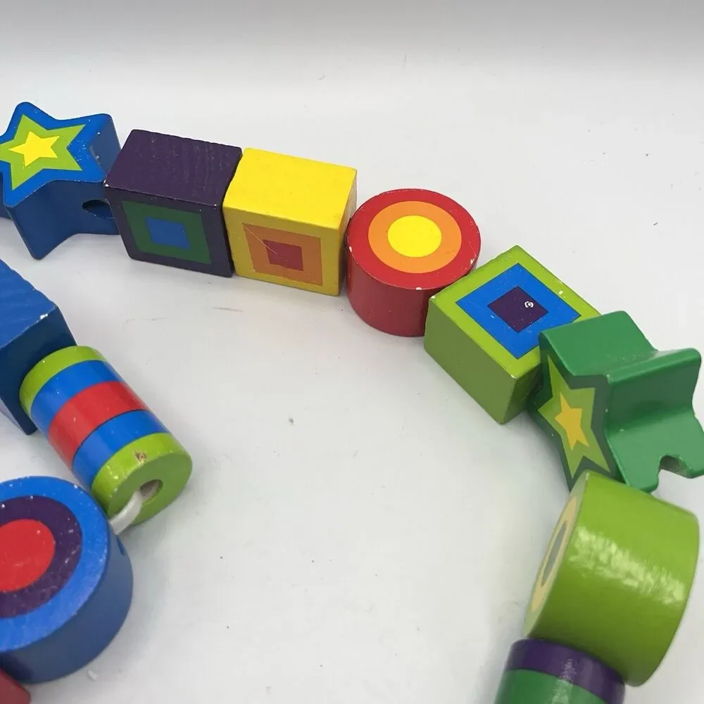 NUMBERS & SHAPES WOODEN LACING BEADS ~ Melissa & and Doug